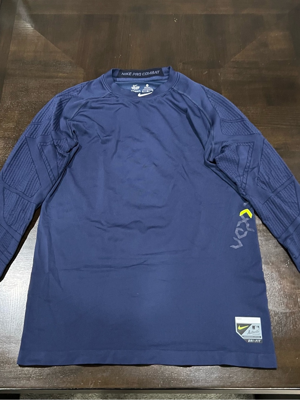 Nike Pro Combat Dri-FIT Men's M Long Sleeve Crew Neck Fitted MLB Shirt Blue